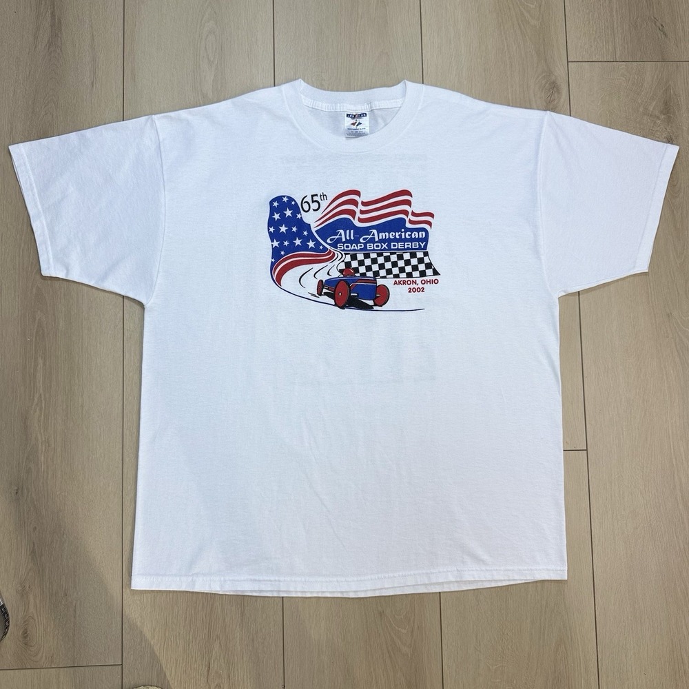 VTG 2002 All-American  2XLSoap‎ Box Derby Akron Ohio Graphic T-Shirt Jerzees
